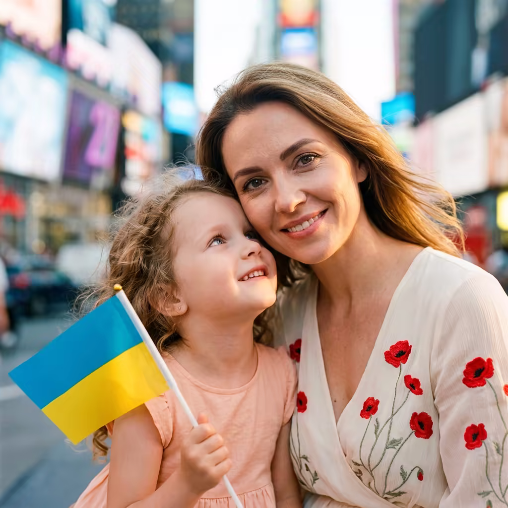Українська мама з донькою у Нью-Йорку після легалізації документів